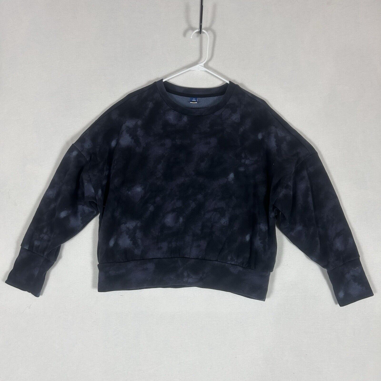 Old Navy Cropped Sweatshirt Womens Xl Blue Brushed Interior Crew Neck Casual L/S